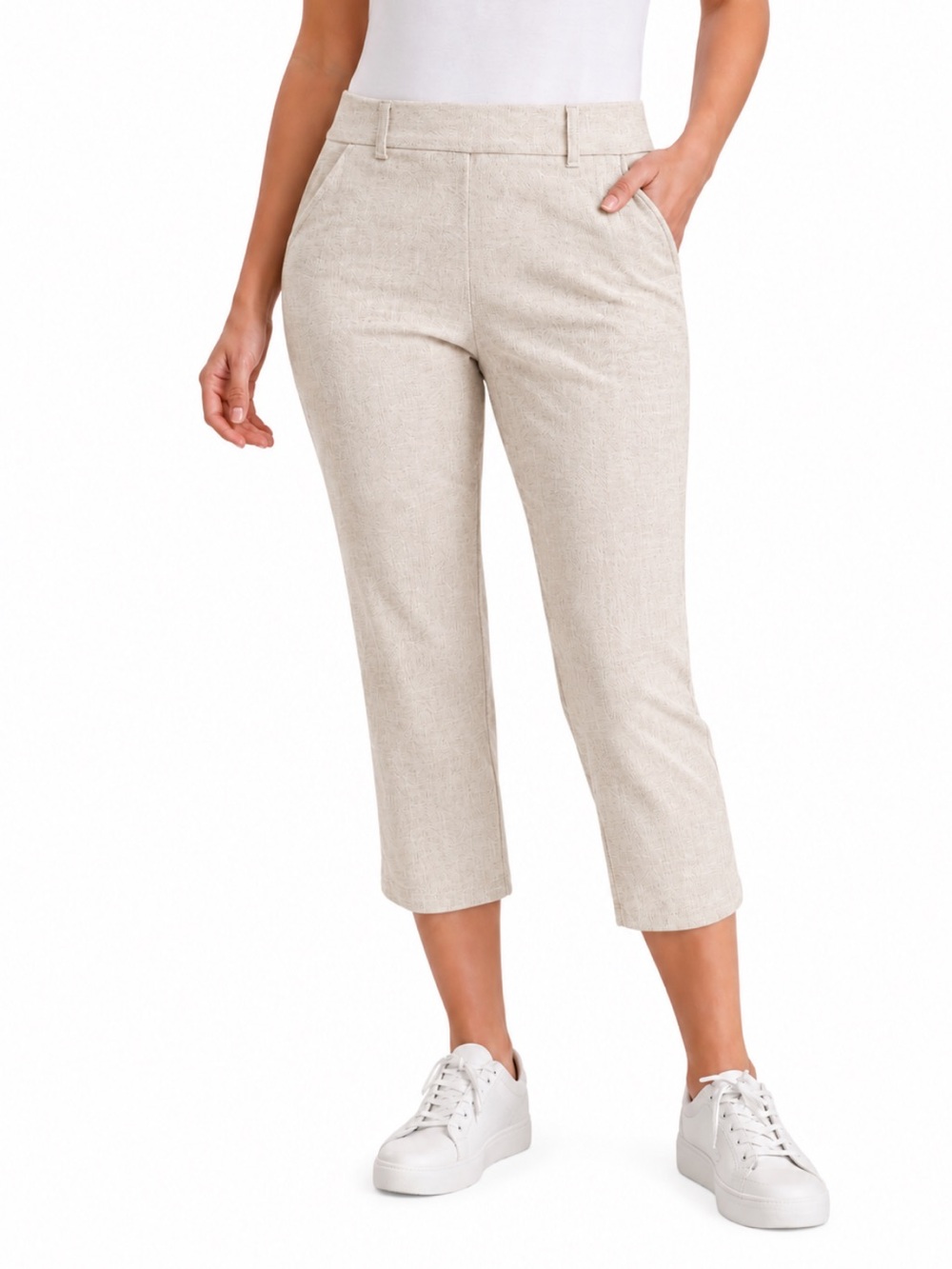 ☀️NWT Hilary Radley Tummy Control Capri Pant Beige Size 4